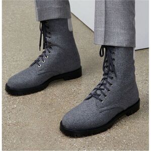 Lafayette 148 Finely Women's Combat Boots Wool Cashmere Size 10 Multicolor Lace